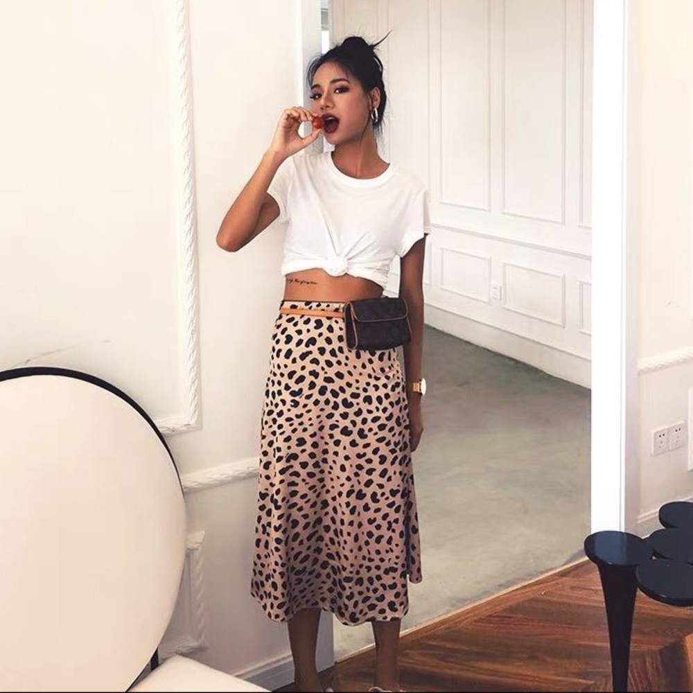 Leopard Print Midi Skirt